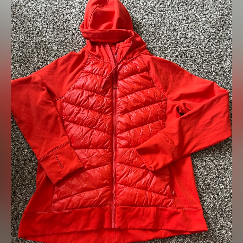 Lou & Gray Women’s orange  Quilted Hybrid Hooded Jacket size L